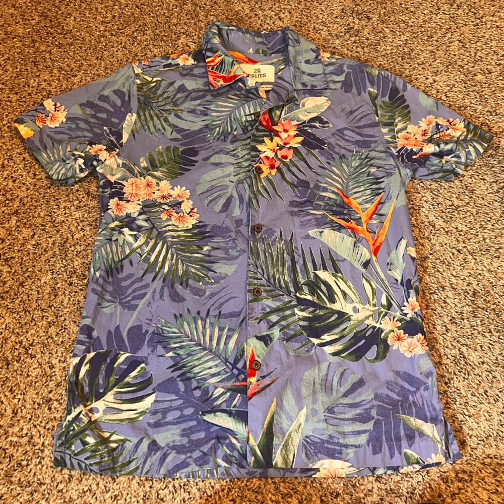 28 Palms Hawaiian‎ Shirt Tropical Floral Button Up Casual Mens Size S